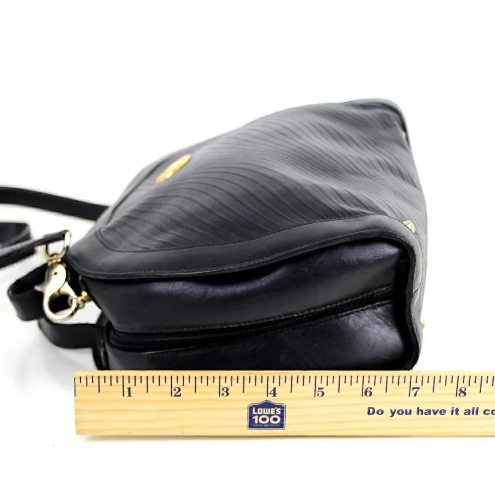 AUTHENTIC Mark Cross ITALY BLACK GENUINE LEATHER SHOULDER BAG X-BODY HANDBAG